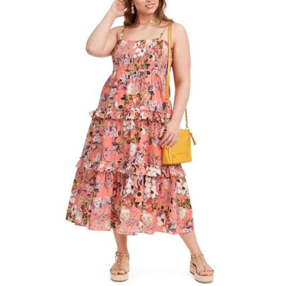 INC International Concepts Floral Maxi Dress - Pink and Green no tags - Picture 1 of 8